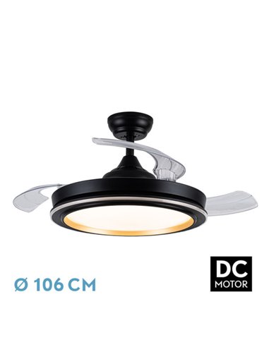 Ventilador Dc Picolo 72w 6226lm Negro/oro 3 Aspas Desp. 106d 3000-4000-6500k Remoto, Memoria