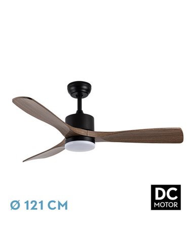 Ventilador Dc Azabache 20w Negro 3asp.roble 6vel 3 Col 40/50x121d 2350lm Remoto,memor,tempo