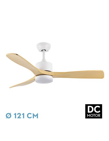 Ventilador Dc Azabache 20w Blanco 3asp.haya 6vel 3 Col 40/50x121d 2350lm Remoto,memor,tempo