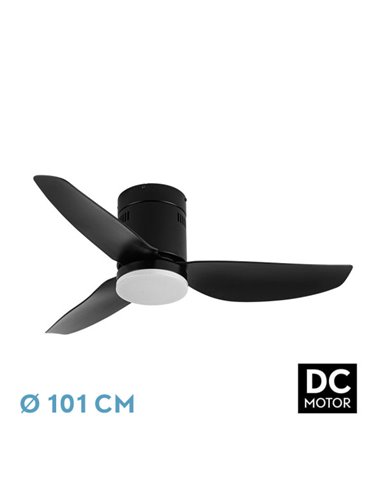 Ventilador Dc Borax 20w Negro 3aspas 6vel 3000-4000-6500k 2350lm Remoto, Memoria Y Temporizador 27x101x101cm