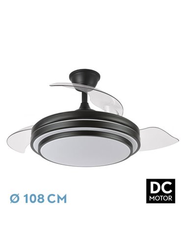 Ventilador DC Ibe 72W Negro 3 Aspas Desplegables