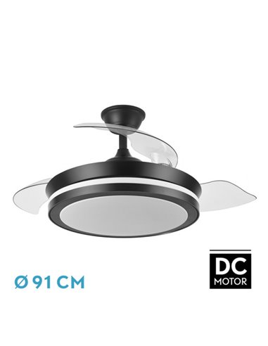 Ventilador Dc Esparta Negro 72w 6120lm 91d 3asp.d Esp.3000-4000-6000k Remoto+tempor+memori