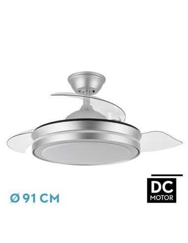 Ventilador Dc Esparta Plata 72w 6120lm 91d 3asp.d Esp.3000-4000-6000k Remoto+tempor+memori