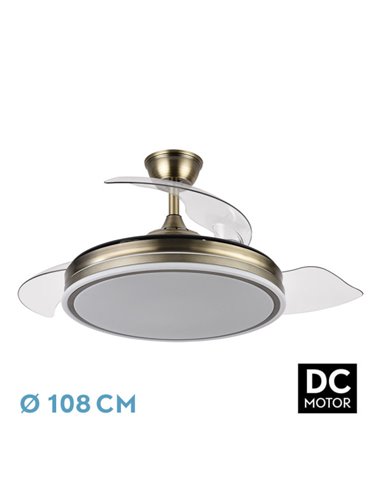 Ventilador de couro Bayomo 72W com motor DC de 3 lâminas