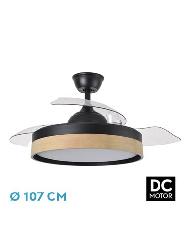 Ventilador Dc Iglu 72w 6120lm Negro/haya 3asp.desplegables 32/47x50/107d.3col,remoto, Temperatura, Memoria