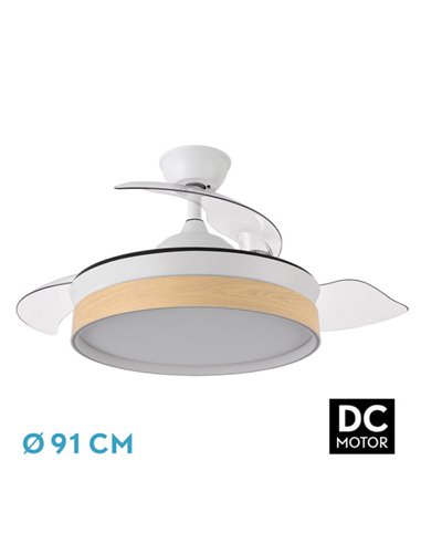 Ventilador DC Iglu Branco/Faia 72W 3 Lâminas Desdobráveis