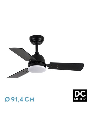 Ventilad Dc Portico 20w Negro 3aspas Negro/gris 6vel. 3000k,4000k,6500k 2350lm Remoto, Memoria Y Temporizador 91,4d