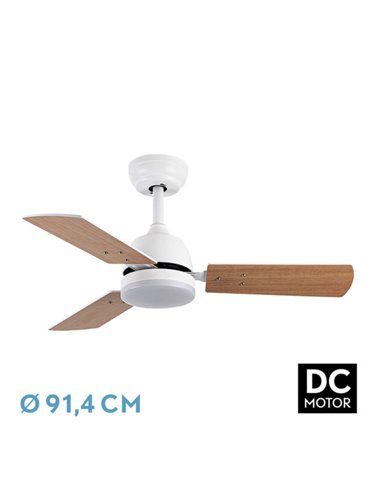 Ventilador DC Portico 20W Blanco 3 Aspas Blanco/Haya