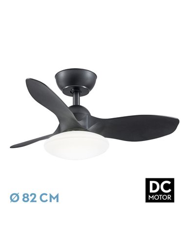 Ventilador Dc Paramo 36w 2880lm Negro 3 Aspas 82d  3000k,4500k,6000k,remoto+tempor+memoria