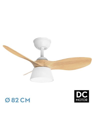 Ventilador Cubic DC 36W Branco/Faia 3 Lâminas