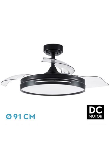 Ventilador Dc 48w Micenas Negro 3asp.91d 6velocidades 4800 Lm 3000-4000-6000k Remoto+memoria+temporizador 24