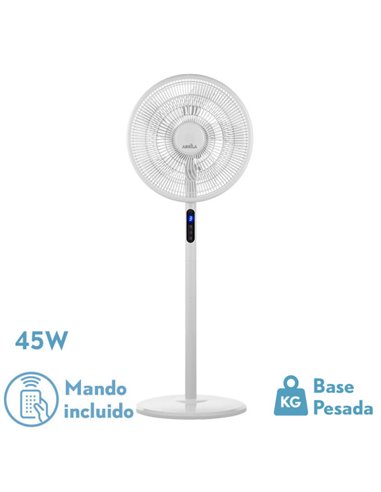 Ventilador De Pie Icono Blanc 3vel 45w  119x44x40 Cm Oscilante 5asp.c/ Remoto,temporizador