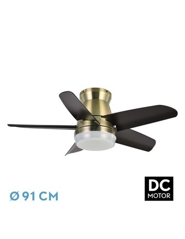 Ventilador DC Neutron 24W Couro/Preto 5 Lâminas