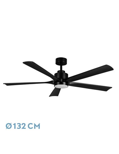 Ventilador Dc Cairo 24w 2400lm Negro 5aspas 132d  3000k,4500k,6000k Remoto+temporizador+memoria