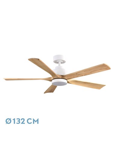 Ventilador Cairo DC 24W Branco/Faia 5 Lâminas