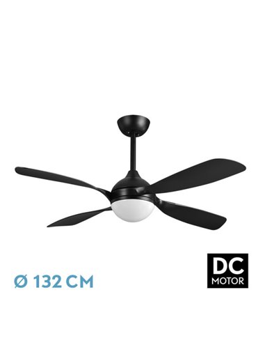 Ventilador Dc Livorno 30w 3250lm Negro 132d 4aspas 3000k,4500k,6000k, Remoto+ Temporizador+ Memoria