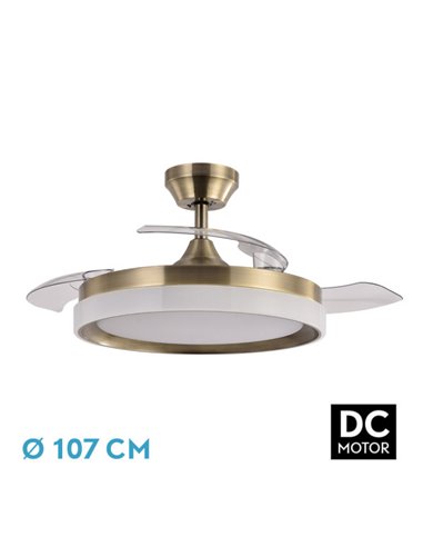 Ventilador DC Zenit Cuero 72W 3 Aspas Desplegables