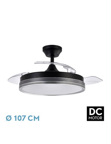 Ventilador DC Escarcha Negro/Gris 72W 3 Aspas Desplegables