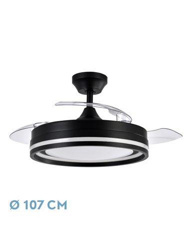 Ventilador DC Cerrato Negro 72W 3 Aspas Desplegables