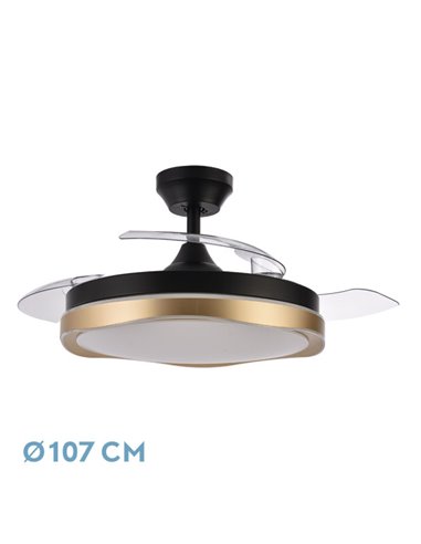 Ventilador DC Blondi Preto/Dourado 3 Lâminas