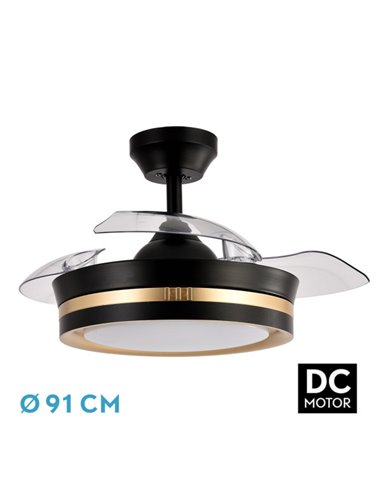 Ventilador DC Viper Negro/Oro 48W 3 Aspas