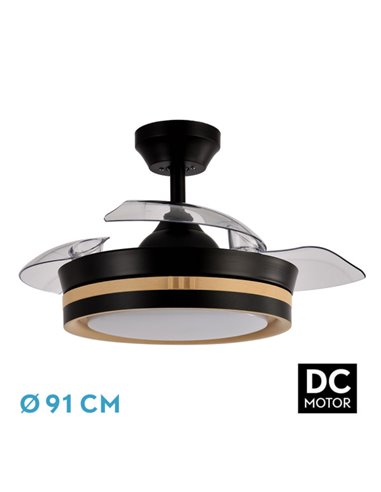 Ventilador Dc Viper Negro/madera 48w 3aspas 91d 4800lm 6vel 3000k,4500k,6000k, Remoto+temporizador+memoria