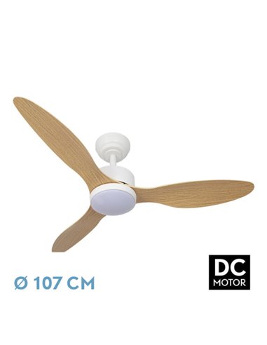 Ventilador Serpa DC Branco/Faia 24W 3 Lâminas