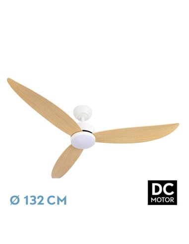 Ventilador Dc Genil 24w Blanco 3aspas Haya 132d 2424lm 3000-4000-6500k Remoto+temporizador+memoria