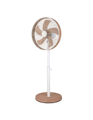 Ventilador de Pie Alcañiz Blanco/Haya 50W Oscilante