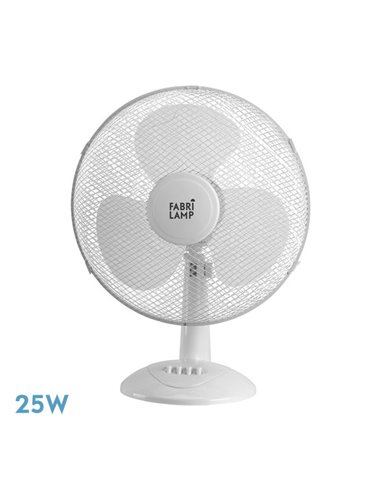 Ventilador Sobremesa Cape Pequeño Blanco 2vel 25w  Oscilante 3 Aspas Blancas 35,5x27x17cm