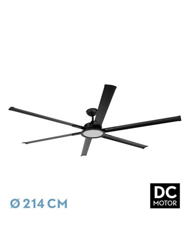 Ventilador Almanzor Preto DC 24W 6 Lâminas Ajustáveis