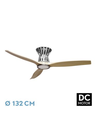 Ventilador Dc Baltir 18w Niquel/haya 3aspas132d Regulable Intensidad 2250lm 3000k,4000k,6000k Remoto+temporizador+memoria