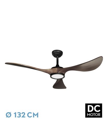 Ventilador Viana DC 18W Preto/Carvalho 3 Lâminas