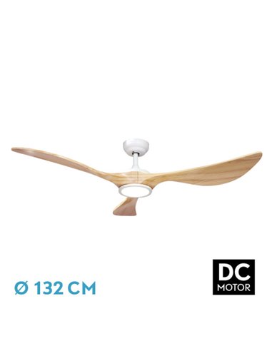 Ventilador Viana DC 18W Branco/Faia 3 Lâminas