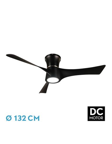 Ventilador Dc Tianas 18w Negro 3aspas 132d Regulable Intensidad 2250lm 3000k,4000k,6000k Remoto+temporizador+memoria