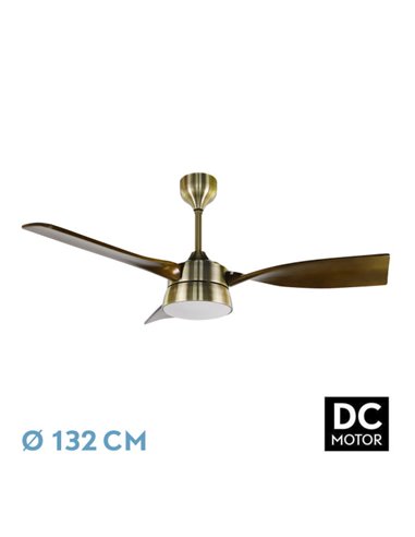 Ventilador Estio DC 24W Couro/Carvalho 3 Lâminas