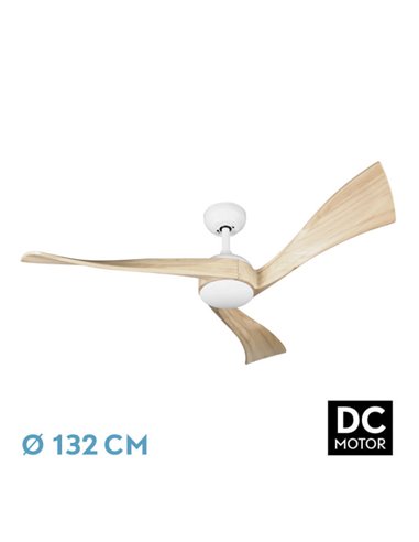 Ventilador Janubi DC 22W Branco/Faia 3 Lâminas