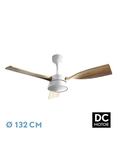 Ventilador Dc Estio 24w Blanco/haya 3aspas132d Regulable Intensidad 2650lm 3000k,4000k,6000k Remoto+temporizador+memoria