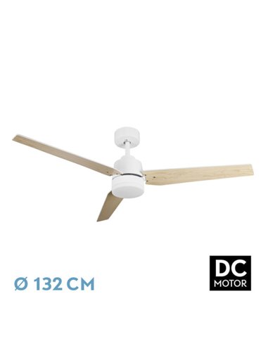 Ventilador Dc Captus 22w Blanco 3aspas Blanco/haya 132d Reg. Intensidad 2180lm 3000k,4000k,6000k Remoto+temporizador+memoria