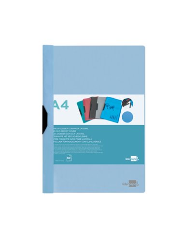 Carpeta dossier pinza lateral pp din a4 azul celeste liderpapel