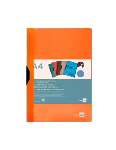 Carpeta dossier pinza lateral pp din a4 naranja fluorliderpapel