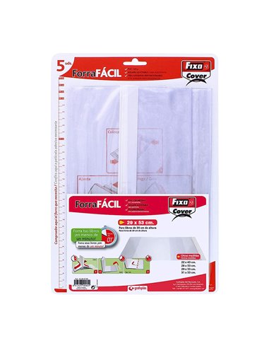 Pack con 5 forros para libros ajustables de pvc transparentes 290x530mm grafoplas