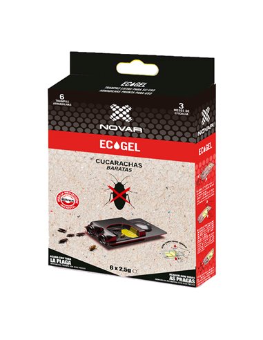 Ecogel cucarachas kit 6 trampas 15g