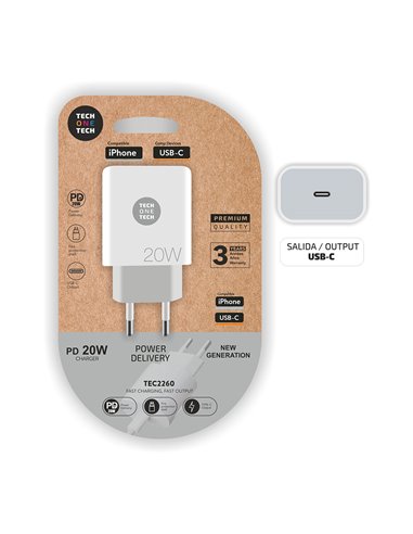 Carregador PD 20W de entrega rápida de energia branca Tech One Tech