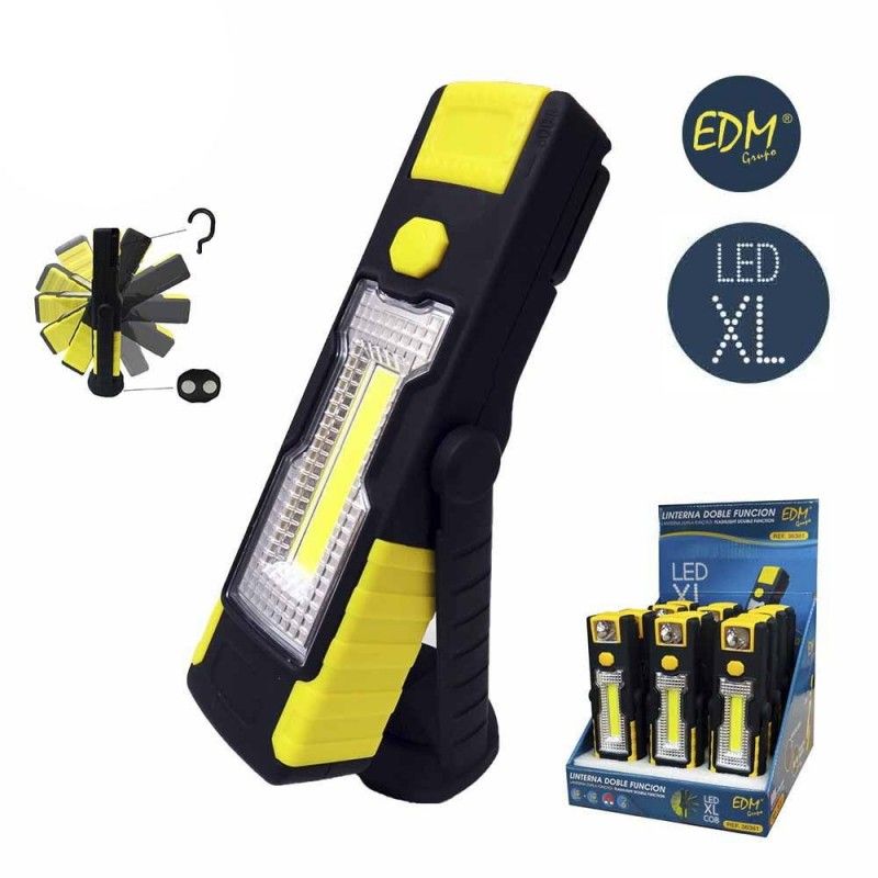 Torcia led xl doppia funzione 1led x 3w e 1 led x1w con gancio e magnete