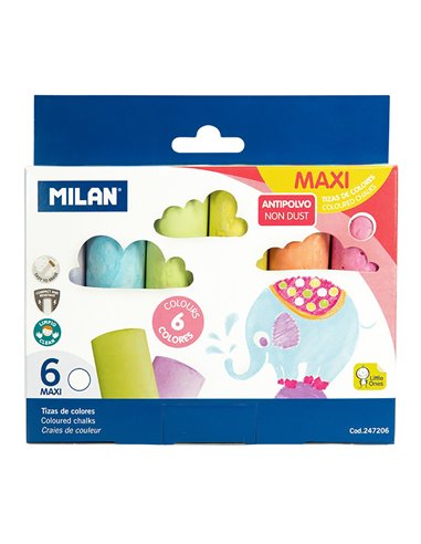 Caja con 6 tizas de colores maxi milan