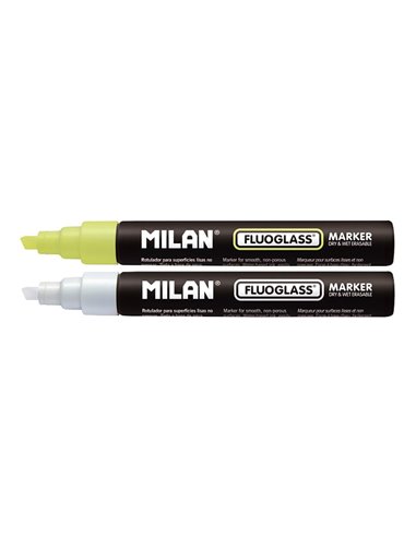 Blister com 2 marcadores Fluoglass amarelo-branco de 2-4mm Milan