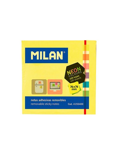 Pack 400 notas adhesivas 76x76mm colores fluor milan