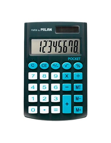 Blister calculadora pocket negra 8 digitos con funda milan