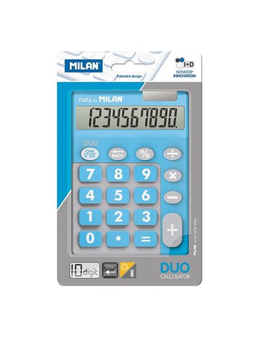 Blister calculadora duo 10 digitos azul teclas grandes milan